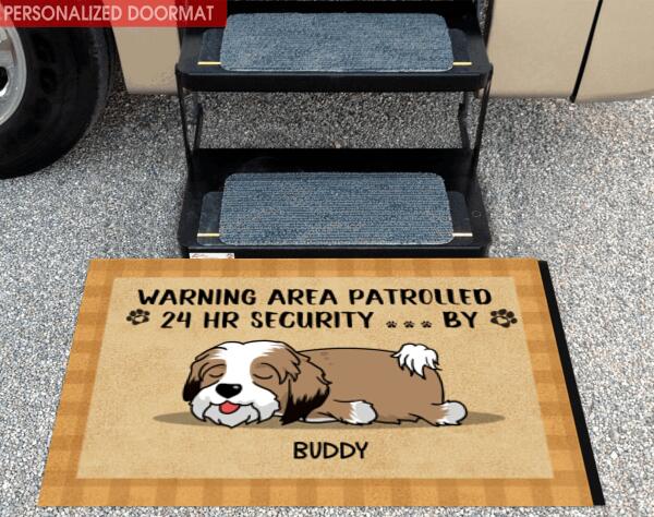 Warning Area Patrolled 24 Hr Security ... By - Personalized Doormat