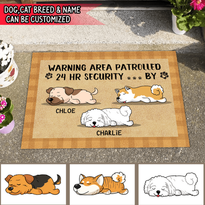 Warning Area Patrolled 24 Hr Security ... By - Personalized Doormat
