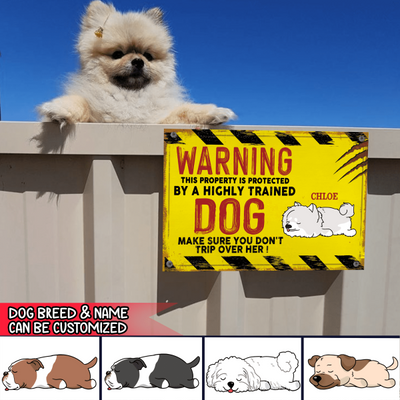 Warning This Property Is Protected By Sleep Dog Personalized Metal Sign
