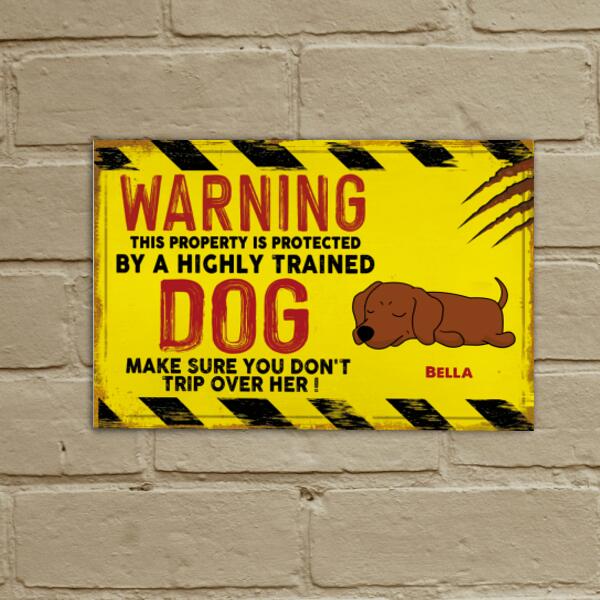 Warning This Property Is Protected By Sleep Dog Personalized Metal Sign