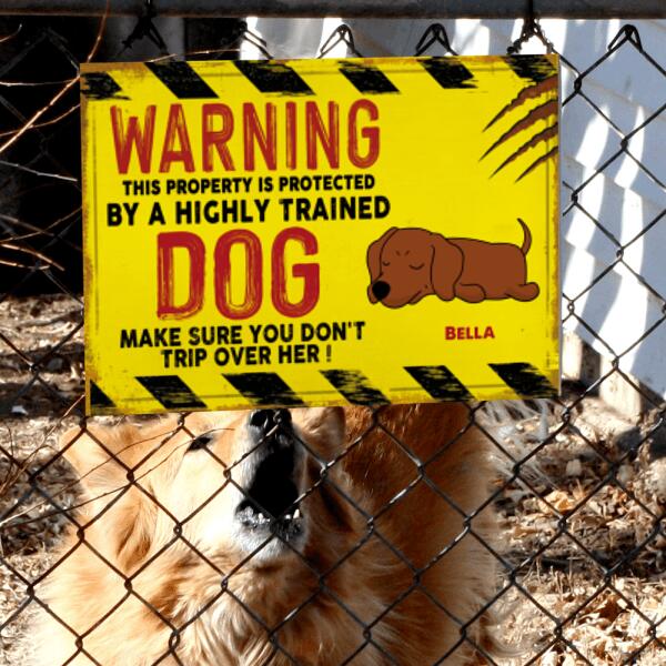 Warning This Property Is Protected By Sleep Dog Personalized Metal Sign
