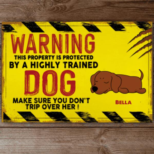 Warning This Property Is Protected By Sleep Dog Personalized Metal Sign