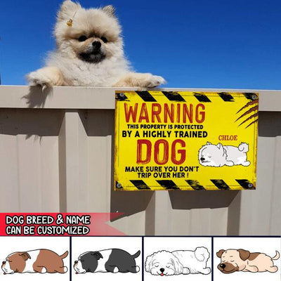 Warning This Property Is Protected By Sleep Dog Personalized Metal Sign