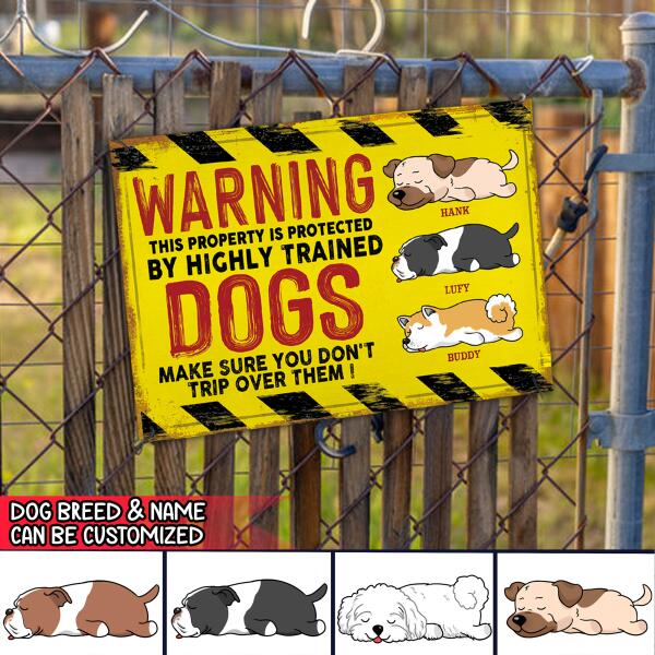 Warning This Property Is Protected By Sleep Dog Personalized Metal Sign