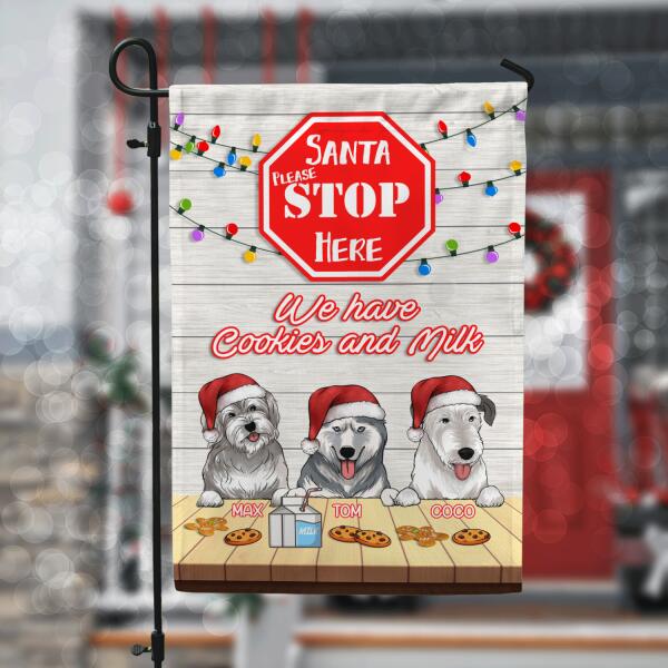 Santa Stop Here We Have Cookies And Milk Personalized Garden Flag