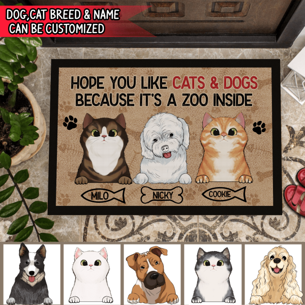 Hope You Like Cats &amp; Dogs Because It&#39;s A Zoo Inside Doormat
