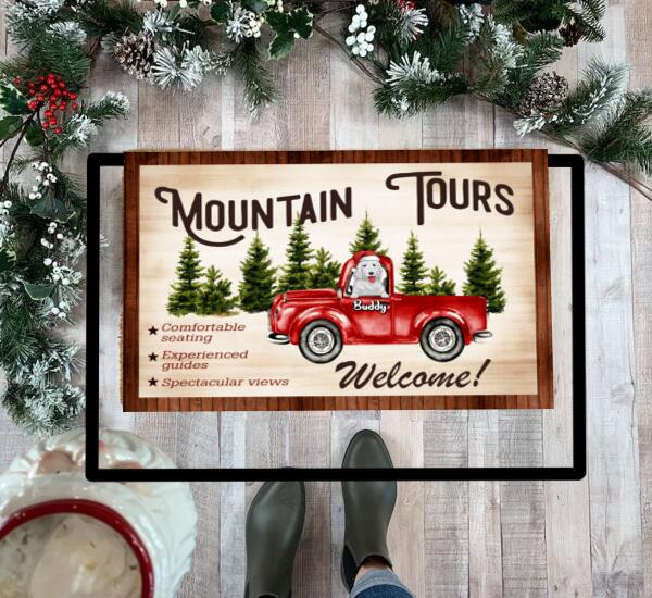 Mountain Tour With Dog Camping Personalized DoorMat