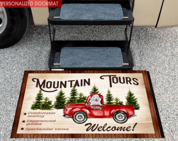 Mountain Tour With Dog Camping Personalized DoorMat