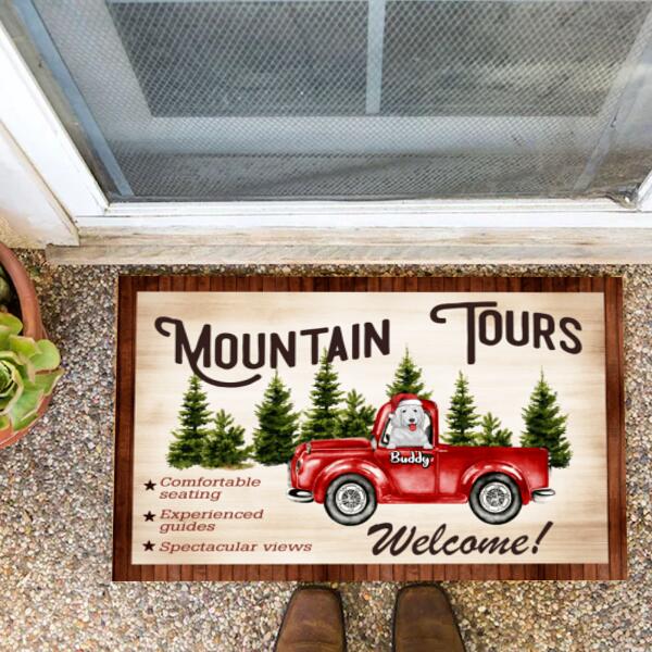 Mountain Tour With Dog Camping Personalized DoorMat