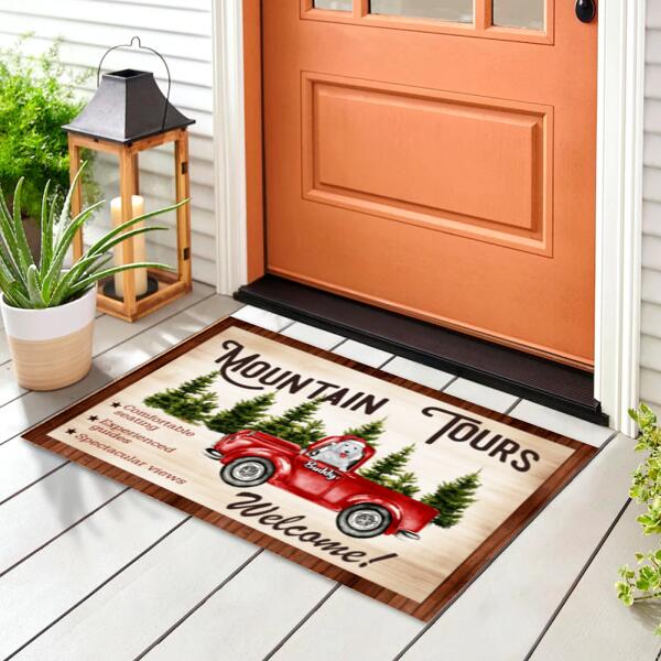 Mountain Tour With Dog Camping Personalized DoorMat