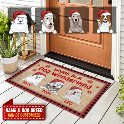 Walkin' In A Dog Wonderland, Dog Lovers, Personalized Doormat