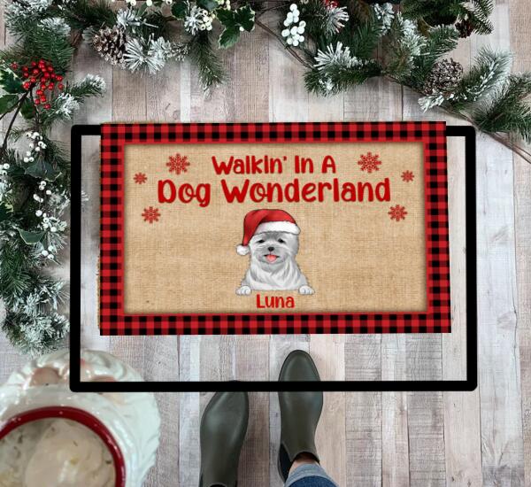 Walkin' In A Dog Wonderland, Dog Lovers, Personalized Doormat