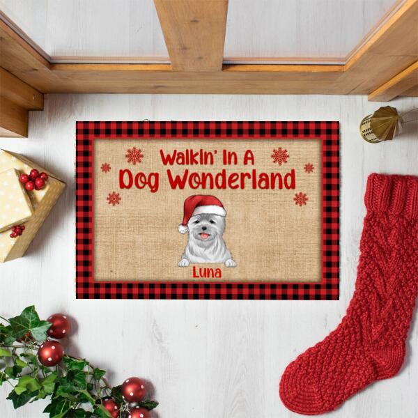 Walkin' In A Dog Wonderland, Dog Lovers, Personalized Doormat