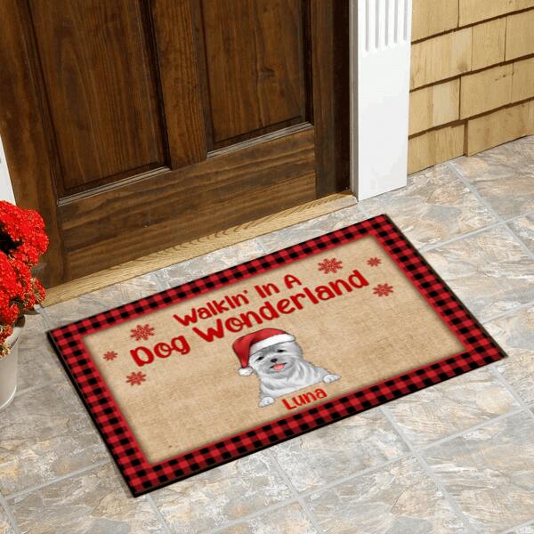 Walkin' In A Dog Wonderland, Dog Lovers, Personalized Doormat