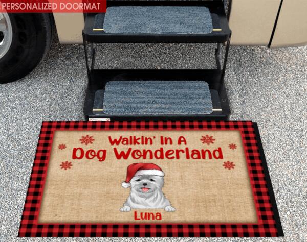 Walkin' In A Dog Wonderland, Dog Lovers, Personalized Doormat