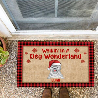 Walkin' In A Dog Wonderland, Dog Lovers, Personalized Doormat