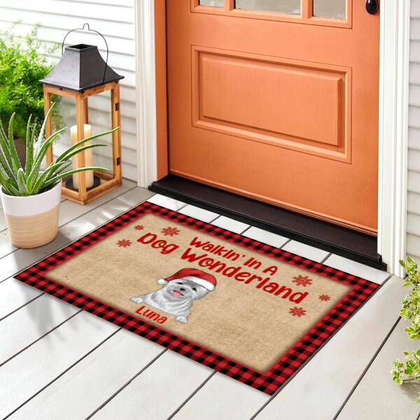 Walkin' In A Dog Wonderland, Dog Lovers, Personalized Doormat