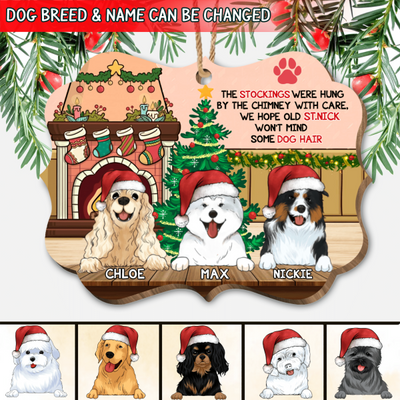 The Stocking Were Hung Personalized Dog Christmas Wood Ornament, Custom Shaped Ornament