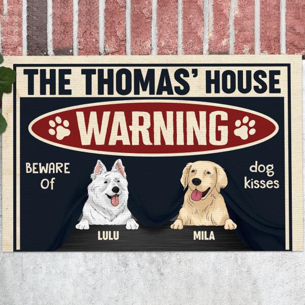 Warning Beware Of Dog Kisses - Personalized Doormat
