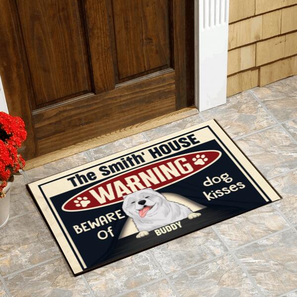 Warning Beware Of Dog Kisses - Personalized Doormat