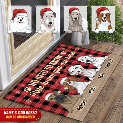No Need To Know, We Know You Are Here, Dog Lovers, Personalized Doormat