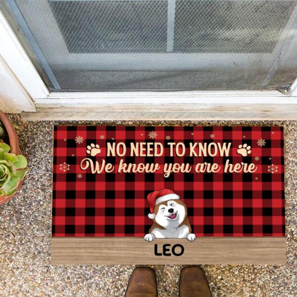 No Need To Know, We Know You Are Here, Dog Lovers, Personalized Doormat