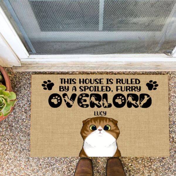 This House Is Ruled By Spoiled Furry Overlords, Cat Lovers, Personalized Doormat