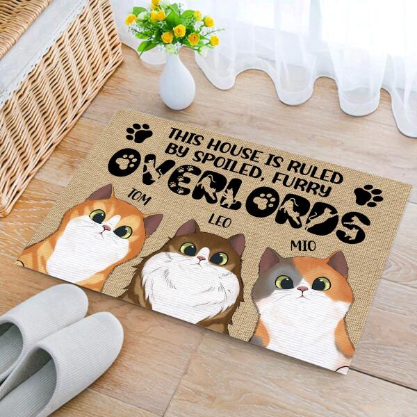 This House Is Ruled By Spoiled Furry Overlords, Cat Lovers, Personalized Doormat
