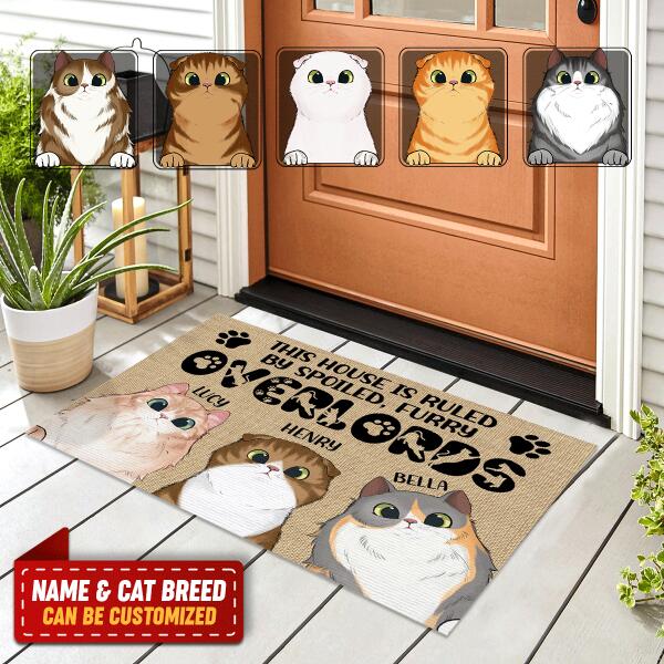 This House Is Ruled By Spoiled Furry Overlords, Cat Lovers, Personalized Doormat