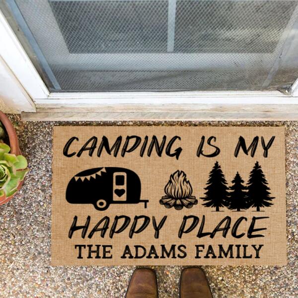Camping Is My Happy Place, RVS Camping, Personalized Doormat