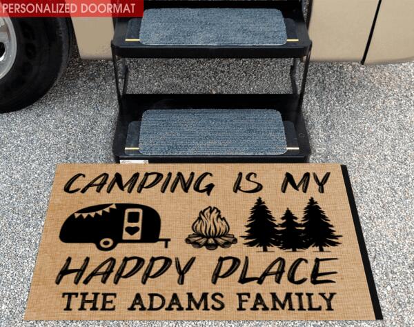 Camping Is My Happy Place, RVS Camping, Personalized Doormat