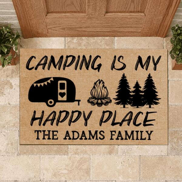 Camping Is My Happy Place, RVS Camping, Personalized Doormat