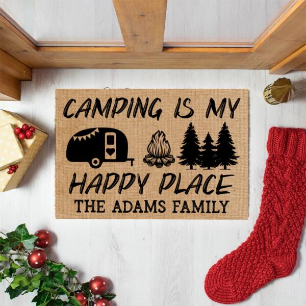 Camping Is My Happy Place, RVS Camping, Personalized Doormat