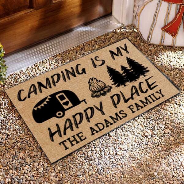 Camping Is My Happy Place, RVS Camping, Personalized Doormat