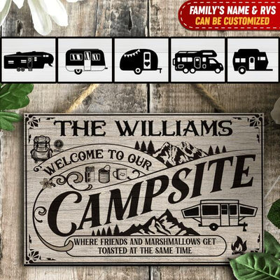 Welcome To Our Campsite, For Camping Lovers, Personalized Door Sign