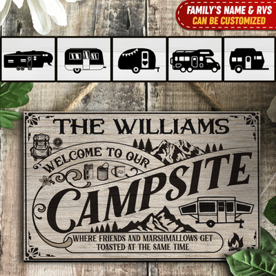 Welcome To Our Campsite, For Camping Lovers, Personalized Door Sign