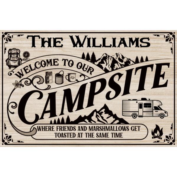 Welcome To Our Campsite, For Camping Lovers, Personalized Door Sign