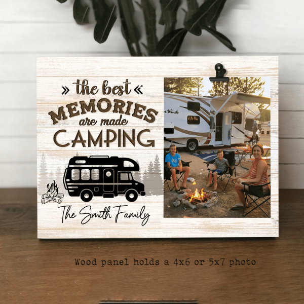 The Best Memories Are Made Camping Personalized Photo Wood Frame