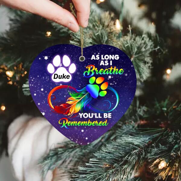As Long As I Breathe, You'll Be Remembered - Heart Ceramic Ornament