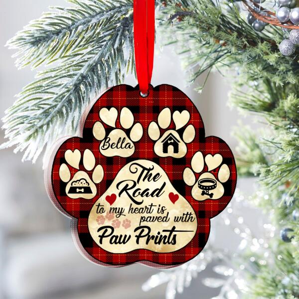 Personalized Paw Prints Wooden Ornament, Unique Gifts For Pet Lovers