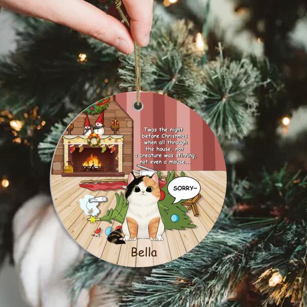 Twas The Night Before Christmas, Personalized Funny Cat Christmas Ornament