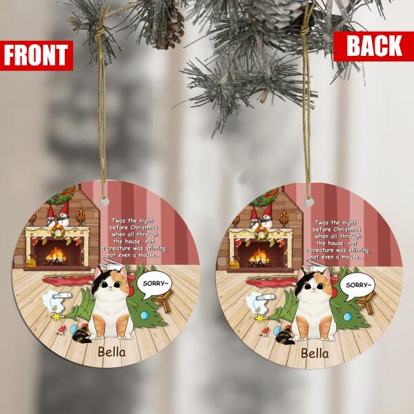Twas The Night Before Christmas, Personalized Funny Cat Christmas Ornament