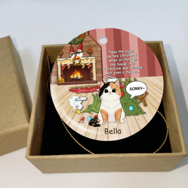 Twas The Night Before Christmas, Personalized Funny Cat Christmas Ornament