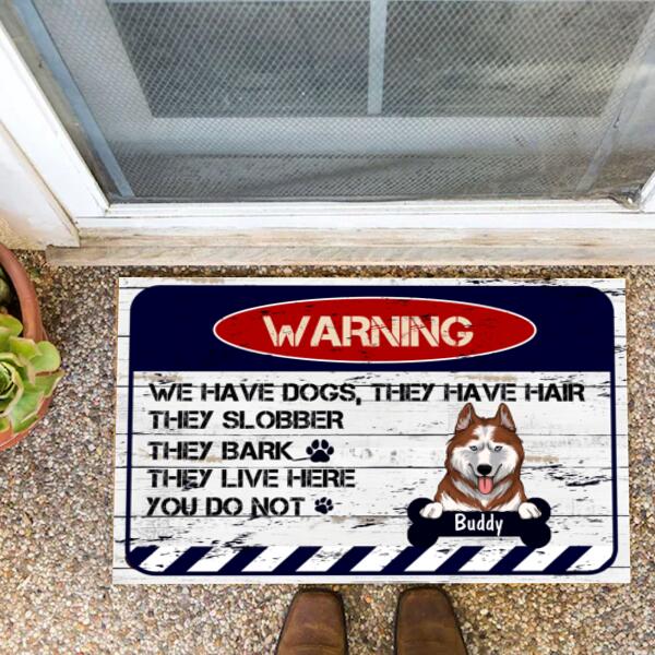 Warning We Have Dogs - Personalized Doormat