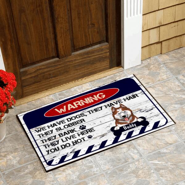 Warning We Have Dogs - Personalized Doormat