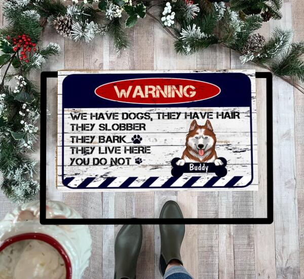 Warning We Have Dogs - Personalized Doormat