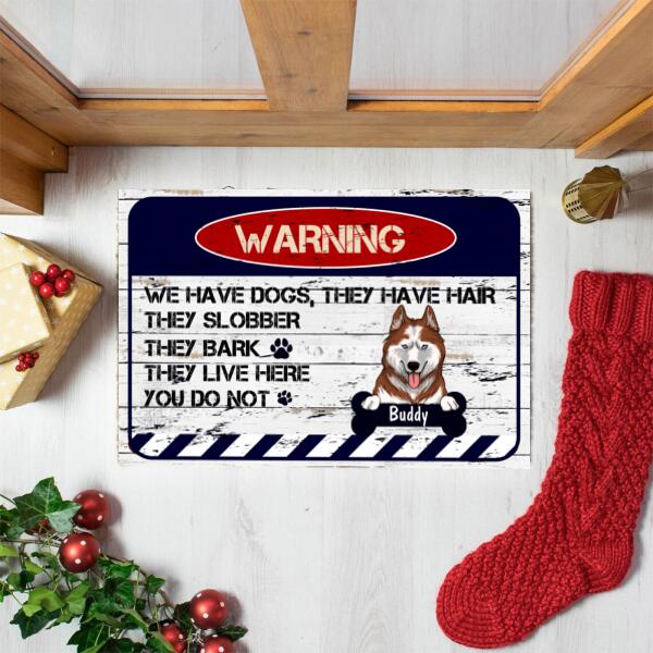 Warning We Have Dogs - Personalized Doormat