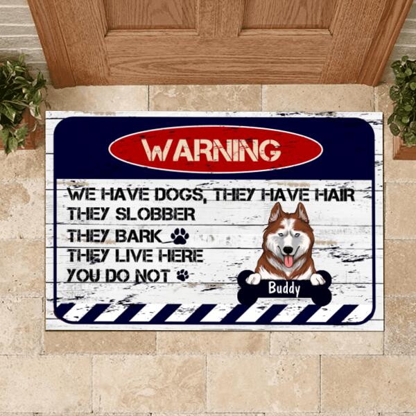 Warning We Have Dogs - Personalized Doormat