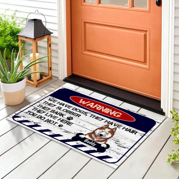 Warning We Have Dogs - Personalized Doormat