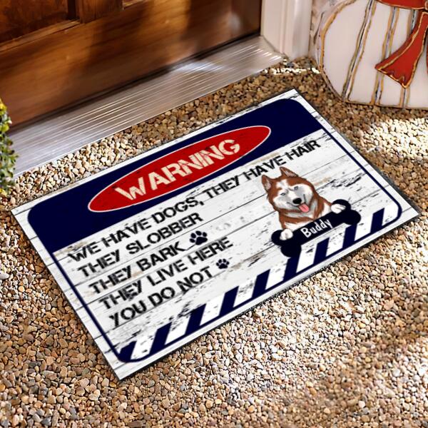 Warning We Have Dogs - Personalized Doormat